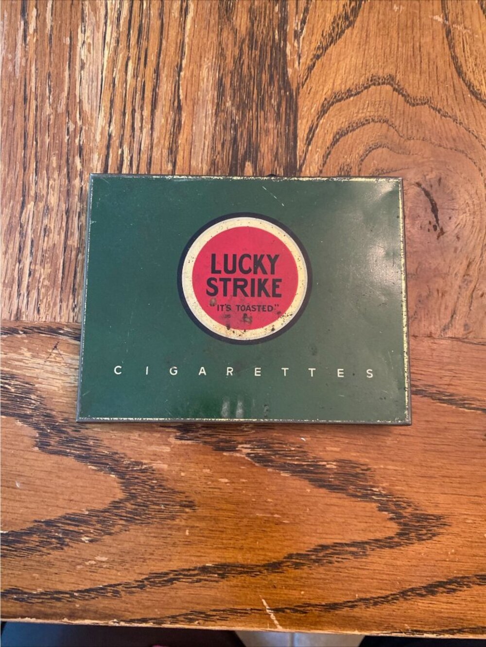 Vintage Lucky Strike Green Cigarette Tin Case With "Its Toasted" Logo American T